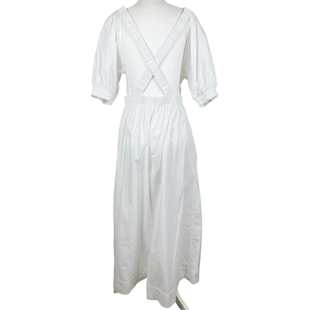 Free People Bernadette White Puff Sleeve Open Back Midi Dress Women’s Size XL - Picture 3 of 10